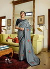 Gray Colour Latest Designer fancy Wedding Wear Swroskli Lace Saree Wth Heavy Embroidery Blouse saree Collection 4122